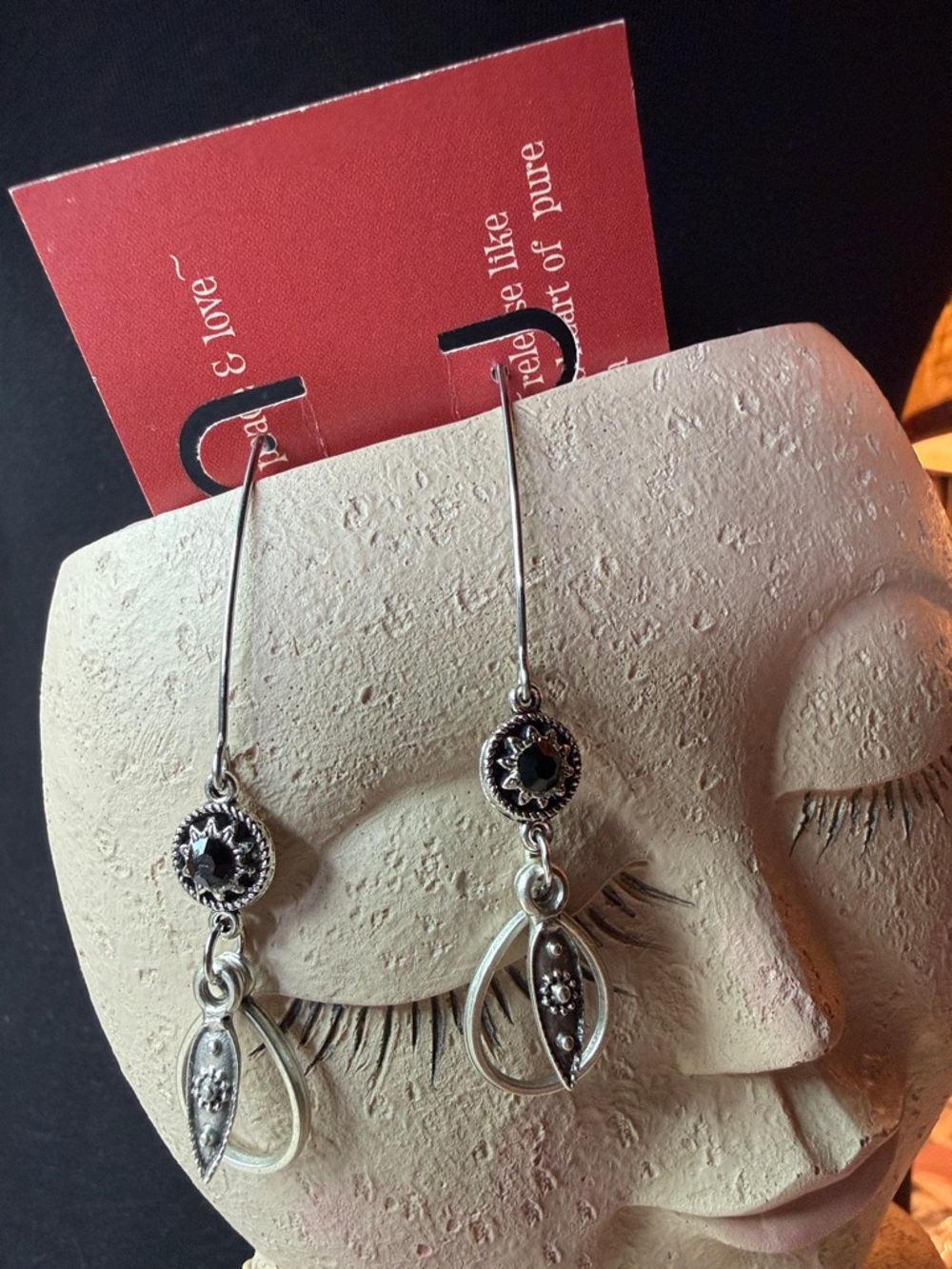 Silver Black rhinestone Dangle Earrings - Elegant Women’s Jewelry